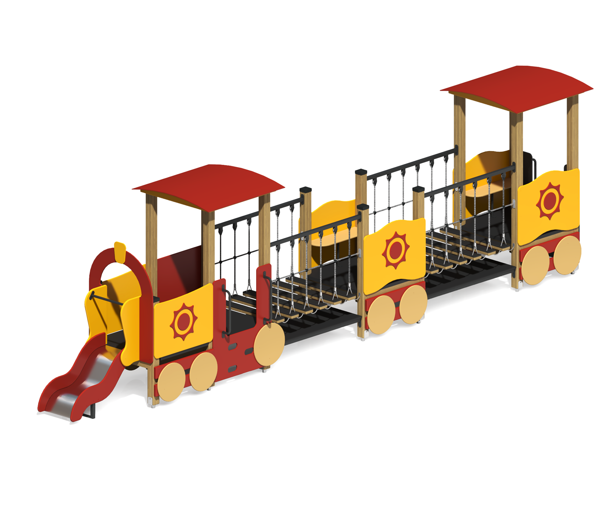 Игровой комплекс "Паровоз длинный с открытым вагончиком"