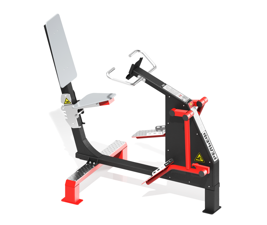 Уличный тренажер для развития мышц ягодиц, голеней и бедер с безынерционным нагрузочным механизмом