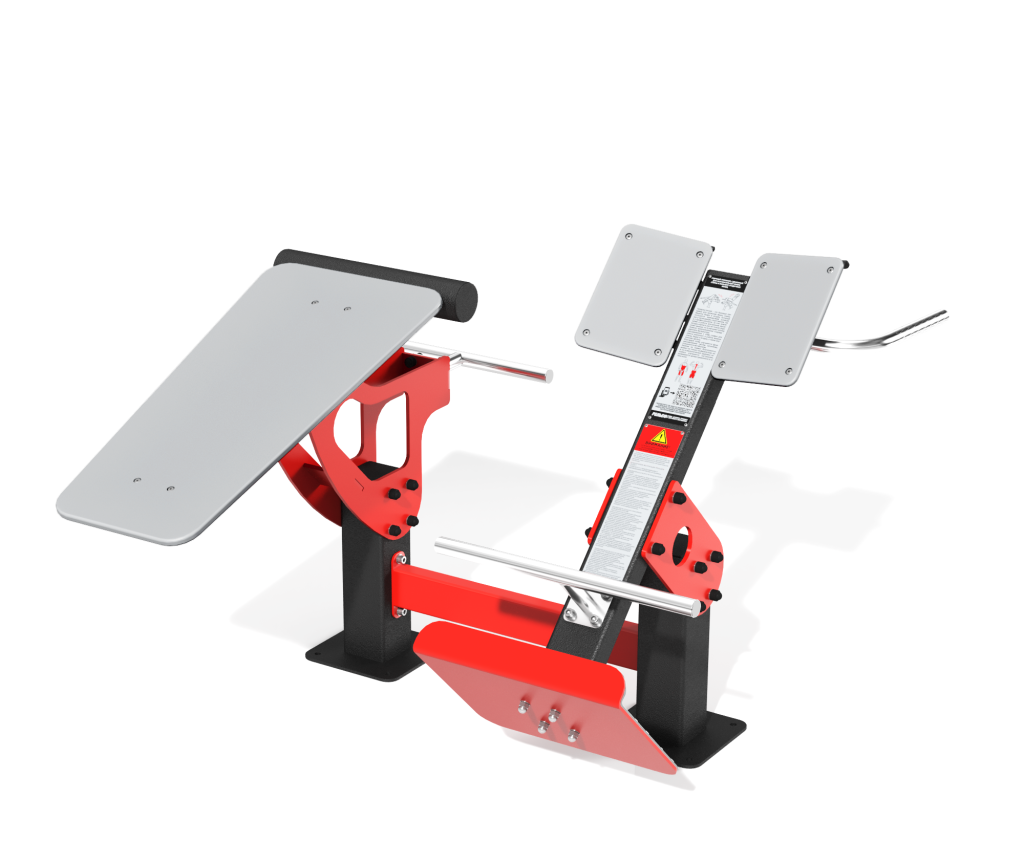 Уличный тренажер сдвоенный для разгибательных мышц спины и больших ягодичных мышц
