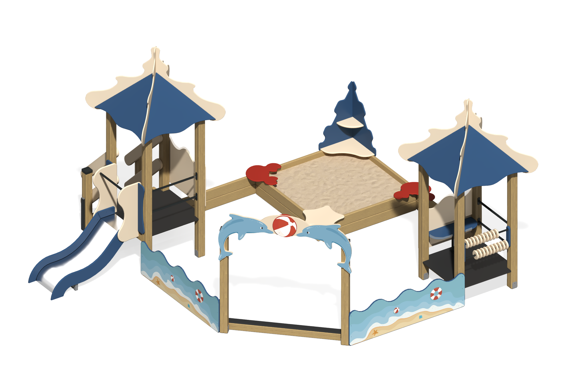 Песочный дворик "Коралл" с горкой