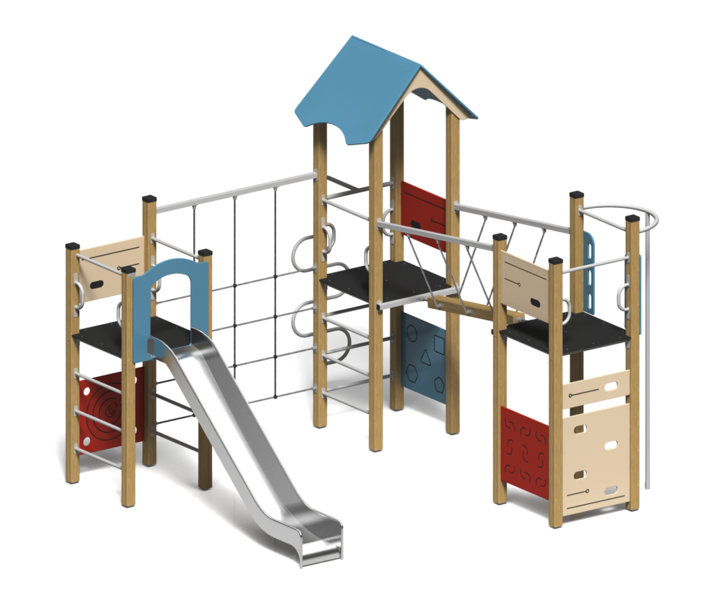 Игровой комплекс "Три башни с мостом и сетью"